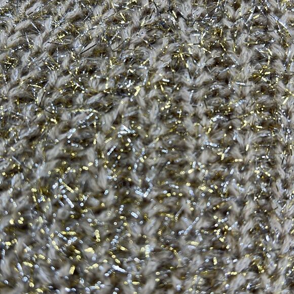 Forever 21‎ Gold Silver Cropped Oversized Cowl Neck Tinsel Knit Sweater Size M - Picture 4 of 8